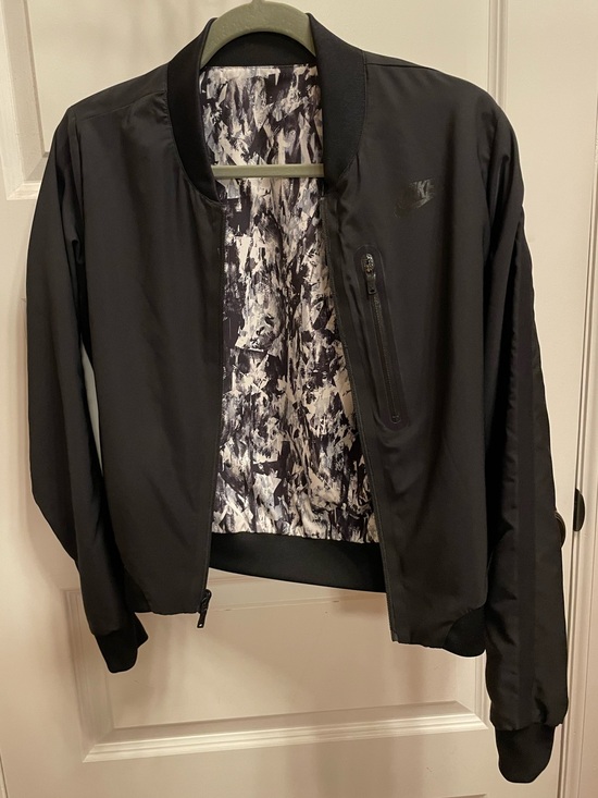 Nike Jackets & Blazers - NIKE Black Bomber Jacket with Printed Lining - reversible size S - retro
